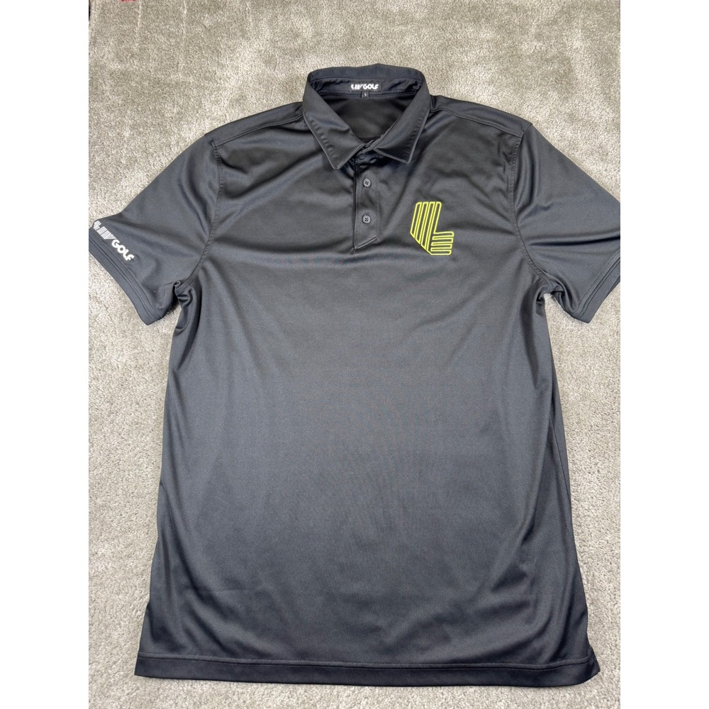 LIV Golf Mens Black Performance Polo Shirt Short Sleeve Size L LA-5SPO105